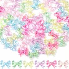 150pcs Colorful Bow Beads 18x 14 Mm 3D Cute Acrylic Beadable Bowknot Aesthetic Charms Bulk Supplies For Pens Keychain Bracelet Necklace Earring Jewelry Making DIY Crafts (6 Light Colors) - 6 màu ánh sáng hỗn hợp - 150 chiếc - Xem 1