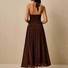 Women's Polka Dot Print Casual Sleeveless Long Dress - Marrón - Ver 4