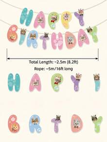1 Set Cat Pet Birthday Banner, Pink Floral Garland Happy Birthday Bow Bunting Letter, Suitable For Cat 1st Birthday, Baby Shower Party, Home Scene Decoration - Cat Style - View 7