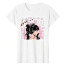 Camiseta casual de anime para niños y niñas, camiseta de cuello redondo impresa, camiseta de manga corta de anime japonés, camiseta de flores de cerezo para mujeres, camiseta ligera y transpirable, cómoda y adecuada para salidas de verano, camisetas de fiesta de festival, varias festividades, ropa de niñas, ropa de niñas, conjunto de niños, gratitud, ropa de vacaciones para niñas - Blanco - Ver 8