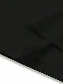 1 pieza Camiseta de manga corta de cuello redondo de color sólido, sencilla y a la moda para uso diario en primavera-verano, estilo emo. - Negro 2 - Ver 3