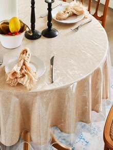 1pc Transparent PVC Round Tablecloth, Waterproof Oil-Proof Splash-Proof Table Cover, Easy To Clean Reusable Plastic Table Protector Mat, Suitable For Restaurant, Party, Home Decor - Multicolor - View 6