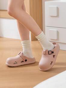 Sandalias huecas transpirables unisex, adecuadas para conducir, playa, uso casual, interior del hogar, cómodas y protectoras sandalias de dedo para el verano - Rosa - Ver 3