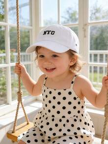 1PC White NYC 1987 Embroidery Baseball Cap For Baby, Baby Summer Beach Baseball Hats, Boys Girls Summer Protective Sunscreen Baseball Hat - Multicolor - View 4