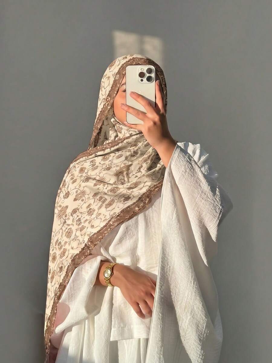 1条女士波点印花头巾，波西米亚风格优雅百搭围巾，休闲舒适防晒披肩，适合女性日常佩戴