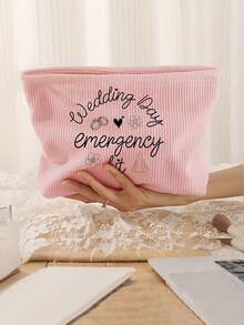 1pc Bridal Makeup Bag, Travel Toiletry Bag, Bridal Party Gift, Gift For Bride, Bridesmaid And Best Friend, Beach Travel Essential - Multicolor - View 4