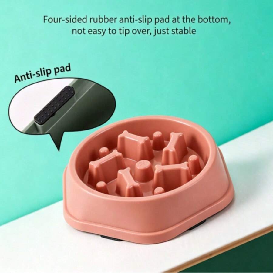 Jungle-Themed Slow Feeder Dog Bowl - Non-Skid Pet Puzzle Bowl Dogs & Cats, Anti-Choke Anti-Bloat Food Dish Fast Eaters, Fun Interactive Feeder Mental Stimulation & (Assorted Colors) JJEV - hồng - Xem 1