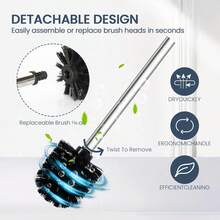 Toilet Brush Set That Won't Scratch The Toilet, With Rust-Proof Aluminum Handle And Replaceable Brush Head. Perfect For Bathroom, Restroom And Dorm Use. Travel Essential, Bathroom Accessory, Home Decor. - Black A - View 11
