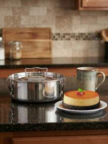 1.5 Quart Stainless Steel French Creme Brulee Mold With Lid And Handle, Portable Round Cake Baking Creme Brulee Mold For Cheesecake, Chocolate Cupcake, Pudding - Other - View 7