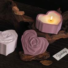 1 Set DIY Crystal Epoxy Resin Heart Rose Flower Candle Mold, Decorative Aroma Candle Mold, Heart Shaped Storage Box - Silicone Mold - View 5