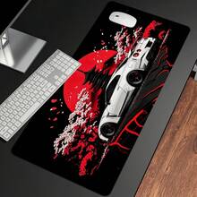 1pc Large-Sized Esports Gaming Mouse Pad, Red Moon Cherry Blossom Sports Car And Wind Pattern, Rubber-Bottom Large-Size Desk Mat Office Desk Accessory, Computer Decorative Accessory Desktop Decor Gaming Mouse Pad, An Ideal Gift For Gamers - View 3