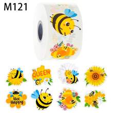 500 Sheets/1 Rolls Cartoon Bee Shaped Stickers Decorative Gift Box Sticker Sticker Label Label Sealing Sticker Reward Sticker Gift Wrapping Sticker Party Small Gift - Multicolor - View 11