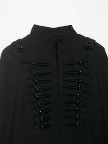 Napoleon-Style Solid Color Double-Breasted Short Jacket, Suitable For Spring And Autumn Black - Black - View 4