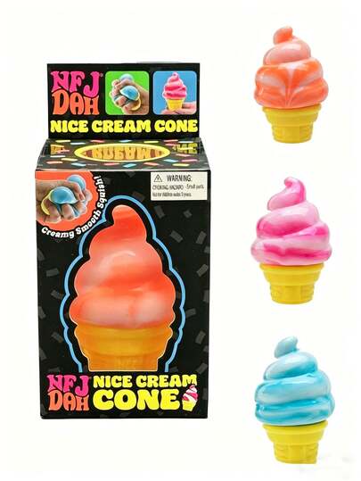 Cream Cone, Sensory Squeeze Toy - A Soft And Bouncy Toy That Slowly Returns To Its Original Shape. The Squeezing Mechanism Helps Release Stress. This Tactile Toy Is Made Of High-Elasticity Latex, Soft And Highly Malleable, Categorized As A Sensory Toy.