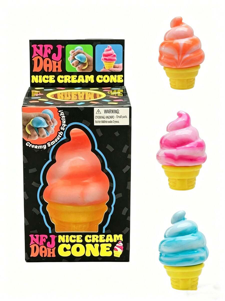 Cream Cone, Sensory Squeeze Toy - A Soft And Bouncy Toy That Slowly Returns To Its Original Shape. The Squeezing Mechanism Helps Release Stress. This Tactile Toy Is Made Of High-Elasticity Latex, Soft And Highly Malleable, Categorized As A Sensory Toy.