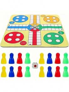 飞行棋套装，1-4人互动家庭棋盘游戏，棋盘可作鼠标垫使用 - 彩色 - 查看 3