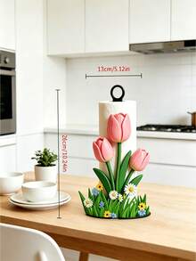 1/2pcs Kitchen Paper Towel Holder, Napkin Box, Tulip Shaped Toilet Paper Holder, Wood Plastic Composite Material, Space-Saving, Suitable For Kitchen, Bathroom, Toilet And Restaurant. Essential Accessories For Bathroom And Kitchen, Graduation Season Gift. - Multicolor - View 3