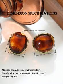Colorful Translucent Rounded Arch Stud Earrings - Green/Red/Brown/White Resin Earrings - Multicolor 3 - View 2