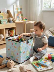 1pc Large Capacity Foldable Storage Box, Cartoon Mermaid Printed Open Storage Basket, Durable Multi-Function Drawer Type Design, Space-Saving For Home, Dorm, Nursery, Under Bed Storage - Multicolor - View 2