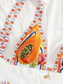 Nuevo Bikini de Dos Piezas con Estampado de Frutas y Océano para Mujer, con Tirantes Ajustables, Adecuado para Vacaciones de Verano en la Playa, Ropa Casual Sexy para Fiestas en la Playa, Traje de Baño para Mujer, Conjunto de Playa, Conjunto de Vacaciones para Mujer, Conjunto para el Día de San Valentín, Conjunto de Verano, Conjunto de San Valentín para Mujer - Rosa 4 - Ver 9