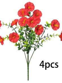 4/12 mazzi di fiori artificiali resistenti allo sbiadimento in plastica, piante finte decorative per vasi sospesi, interni ed esterni, giardino, portico, davanzale, casa, matrimonio, stile rustico, decorazione da esterno, decorazione da giardinaggio - Multicolore - Visualizzare 12