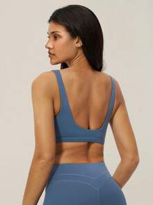 TimeOff 1pc Women V-Neck Backless Sports Tank Top - Blue - View 3