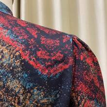 New 2026 Plus Size Spring Banquet Dress Long Sleeve Printed High Waist With Belt Included - Red - View 4