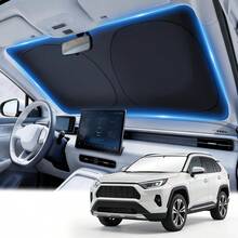 Car Sun Shade Windshield - Foldable Sun Car Window Shield 300T Coated Silver Cloth Reflective Polyester Material Blocks 99% UV Rays, Fits Most Windshields - 1PCS - View 8
