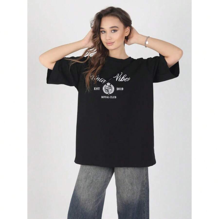 Camiseta de manga corta de algodón puro, diseño de nicho oversize, estilo retro americano, estampado de alta gama, novedad de verano 2025, a la moda. - Blanco - Ver 1