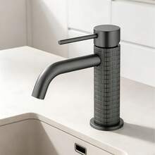 [Modern Minimalist] Matte Black Textured Basin Faucet, Elevating Your Bathroom Aesthetics - Grey - View 1
