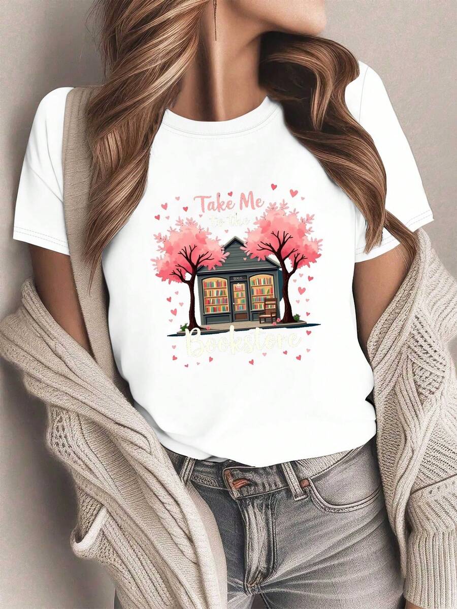 T-shirt suave y c￳modara mujer de la r￭a "Take Me" con dise￱o de flor de cerezo