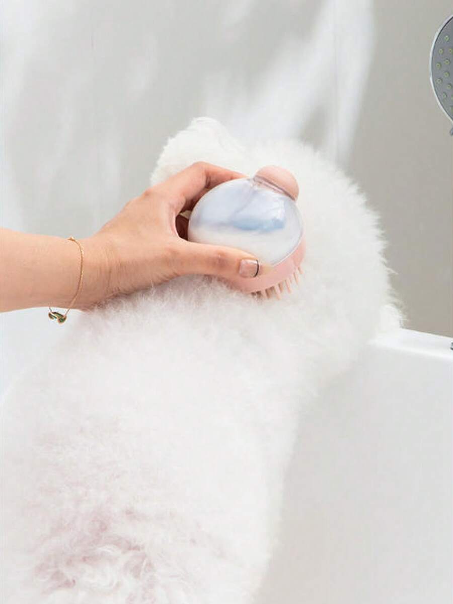 Bàn chải gội đầu cho thú cưng, lược massage khi tắm cho mèo và chó, dụng cụ làm sạch đầu và loại bỏ lông.