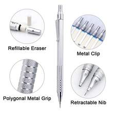 Bộ 2 bút chì cơ khí chất lượng cao, sáng tạo, cỡ ngòi 0.3/0.5/0.7/0.9/2.0mm, ngòi HB khó gãy, rất thích hợp cho phác thảo, vẽ tranh, dụng cụ vẽ, văn phòng phẩm (1 bút + 1 hộp ngòi chì) - Nhiều màu - Xem 3