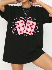 1 pieza de camiseta gráfica con la frase 'no es amigable, no tocar' para mujer, manga corta, estilo casual, 180g, 100% algodón. - Negro 1 - Ver 1