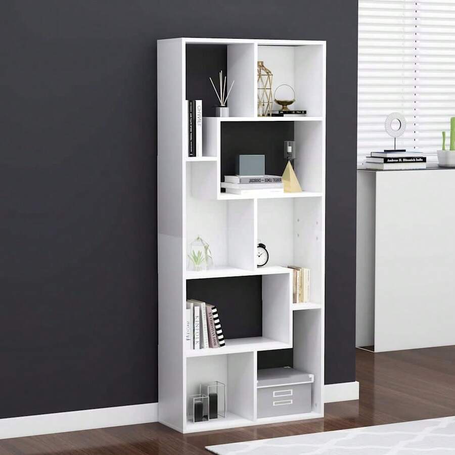 Librería vidaXL blanca de 67x24x161 cm, contrachapado. - Blanco - Ver 1