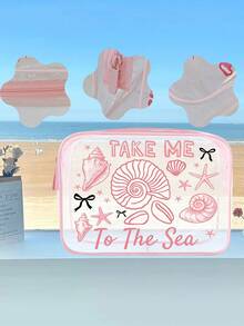 PVC Waterproof Beach Bag (Decorated With Shells And Bows) - PVC Toiletry Bag/Zippered PVC Travel Organizer. This Lightweight, Fade-Resistant Makeup Bag (Unisex) Can Be Used As A Portable Makeup Case, TSA Compliant, Travel Essential, And A Must-Have Accessory For Summer Travel. - Multicolor - View 5