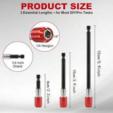 3件套红色快速释放磁性钻头夹套装，包括1/4英寸六角螺丝刀头夹和可伸缩磁性套筒适配器 - A-紅 - 查看 2