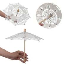 Sombrilla de Encaje Grande Vintage, Sombrilla de Encaje de Algodón Bordado, Sombrilla para Niñas, Sombrilla para Niños, Decoración para Bodas - blanco-65cm - Ver 5