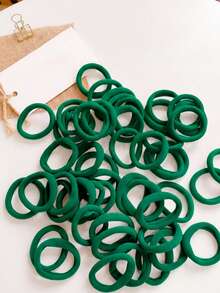 10/50/100/200pcs Pack Women High Elastic Basic Hair Ties, Suitable For Ponytail Hairstyle (Multiple Colors Available), Home, Hair Accessories - Dark Green - View 3