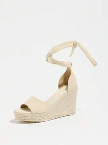 Giày sandal đế xuồng cho nữ, kiểu dáng mules in hoa mới, giày casual thoải mái cho kỳ nghỉ. - Màu be - Xem 9