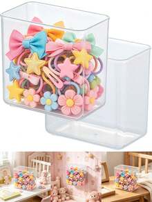 1/6/12PCS Transparent Wall Mounted Storage Box, Baby Room Desktop Hair Accessories Storage, Bathroom Wall Mounted Multifunctional Storage Supplies - Multicolor - View 1