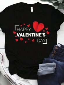1 Piece Of Clothing For Teens, Vintage-Inspired "LOVE" Print T-Shirt - Casual Crew Neck, Leopard Print With Kiss Detail, 100% Machine Washable - Perfect For Summer, Everyday Wear. | Fun Design | Stylish Details 210g 100% Cotton, Designs Are Fully Printed. Unisex. - Black 1 - 查看 1