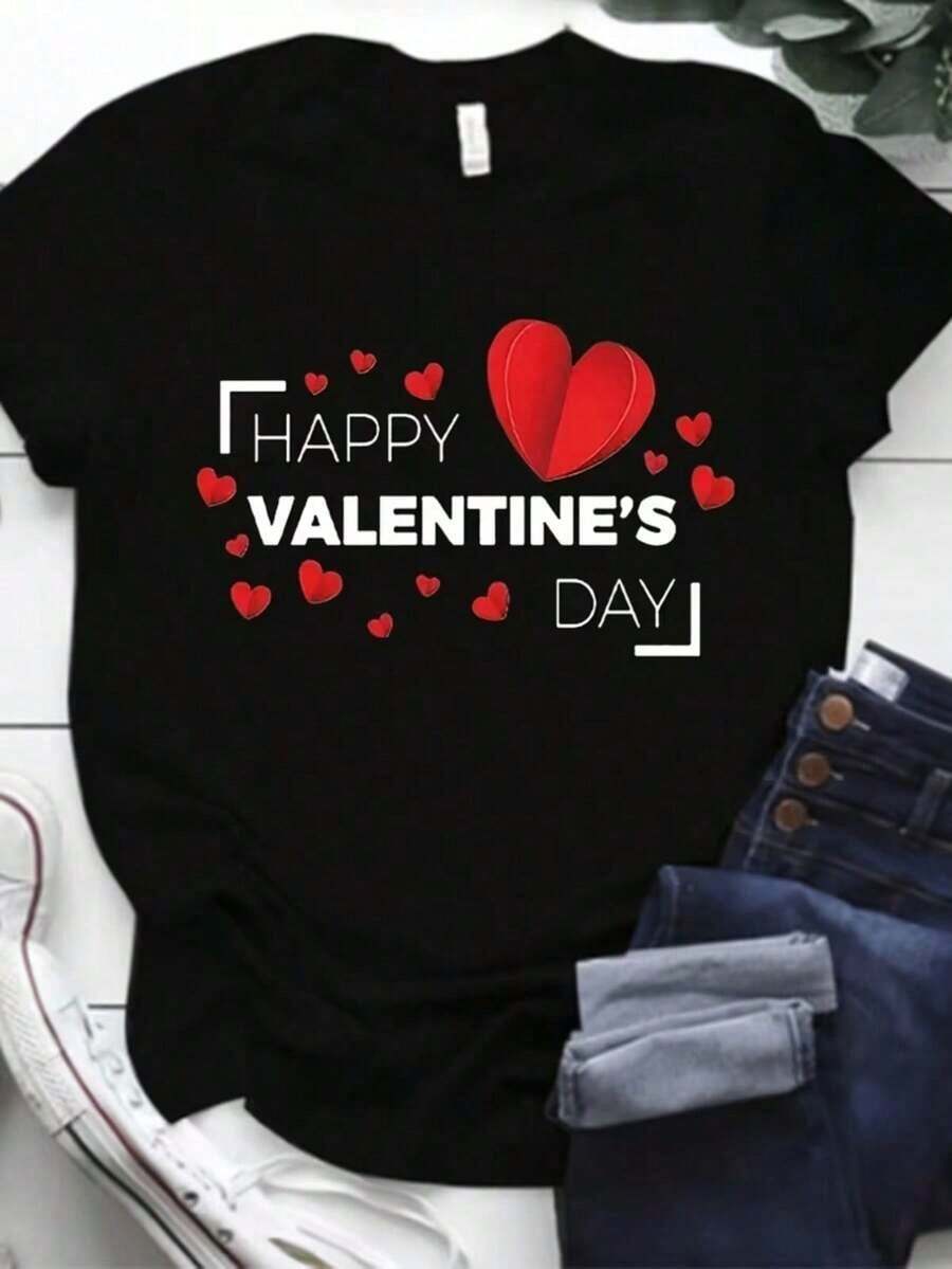 1 Piece Of Clothing For Teens, Vintage-Inspired "LOVE" Print T-Shirt - Casual Crew Neck, Leopard Print With Kiss Detail, 100% Machine Washable - Perfect For Summer, Everyday Wear. | Fun Design | Stylish Details 210g 100% Cotton, Designs Are Fully Printed. Unisex. - Black 1 - 查看 1