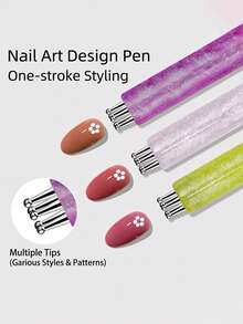 1pc Simple & Bright Quick Flower Painting & Nail Art Decorating Tool Flower Painting Brush - Multicolor - View 4