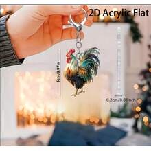 Móc khóa hình gà trống 2D bằng acrylic với khóa càng cua - Món quà Giáng sinh hoàn hảo cho những người đam mê xe hơi và phụ nữ sành điệu. - Xem 7