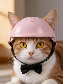 1pc Pink Pet Helmet, Suitable For Dogs And Cats, Motorcycle Style Outdoor Sports Pet Headwear Accessory - Multicolor - View 7