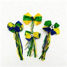 Hair Bow In The Colors Of The Brazilian Flag For Women. - 混合色 - 查看 2