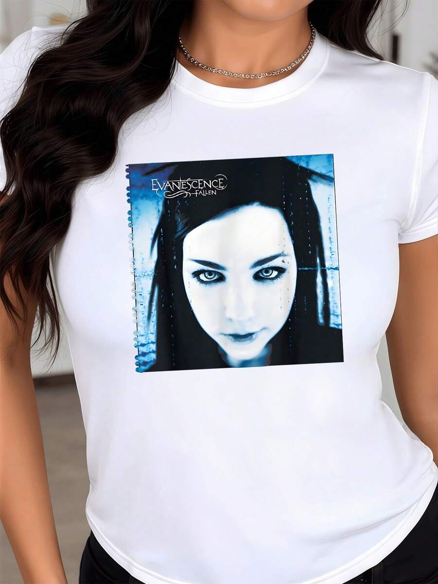 Blue Figure With Rain Details Symbolizing Melancholy And Inner Strength Reflected In Cool Tones And Soft Lines. Modern Women's T-Shirt With Elegant Artistic Style For Everyday Wear. - White - View 1