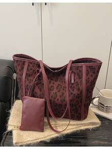 2026新款欧美风波点蝴蝶结印花大容量休闲单肩手提包（女士款） - 紅色 - 查看 9