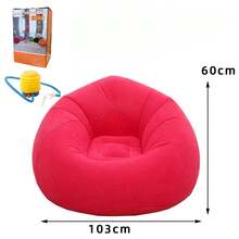 1pc Soft Velvet Inflatable Single Sofa, Foldable Slouchy Sofa Suitable For Home & Bedroom - Multicolor - View 15